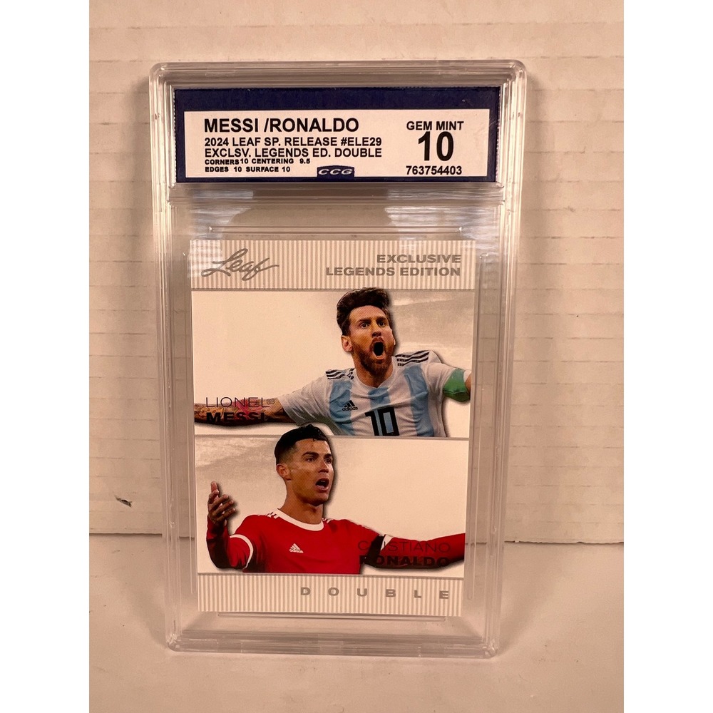 2024 Leaf Exclusive Legends Messi Ronaldo Double #ELE29 CCG Gem Mint 10 Soccer